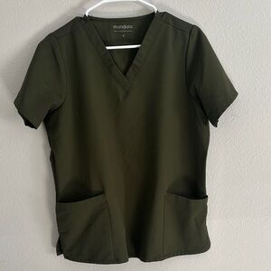 Mandala Olive Green Scrub Top medium